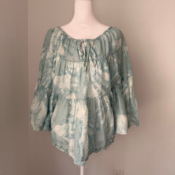 Lafayette 148 blue & white tie-dye loose top size M - Picture 2 of 12